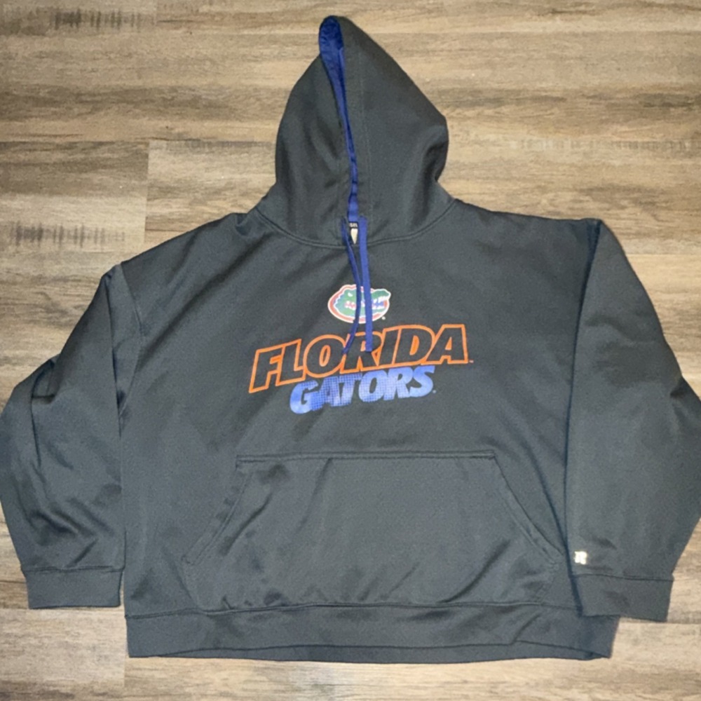 Vintage Russell Florida Gators Gray Blue Pullover Hoodie Sweatshirt Size 2XL